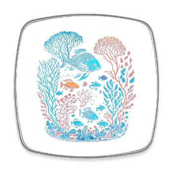 Fish and the seabed - Square fridge magnet - white - Front