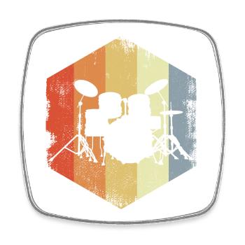 Vintage Drums Sketch - Square fridge magnet - white - Front