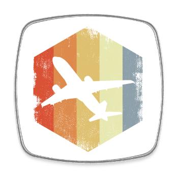 Vintage Jet Airplane - Square fridge magnet - white - Front