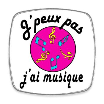 J'peux pas j'ai musique texte noir - Magnet carré - blanc - Devant