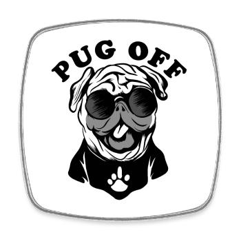 Pug OFF | Chien Carlin - Magnet carré - blanc - Devant