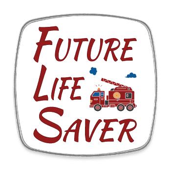 Future Life Saver with Fire Truck - Square fridge magnet - white - Front