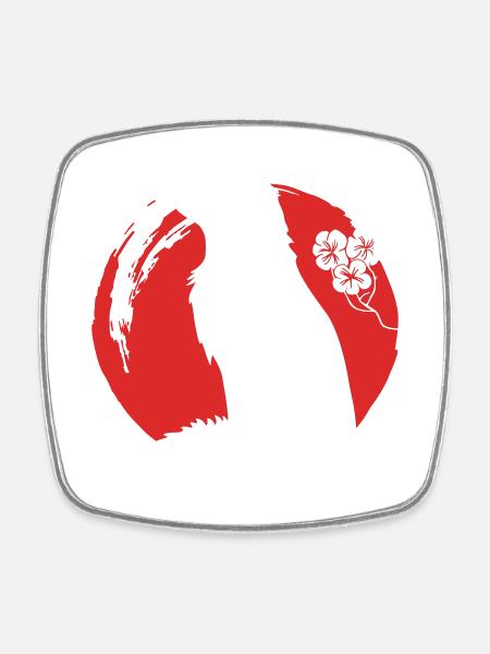 Fox Silhouette Japanese - Square fridge magnet - white