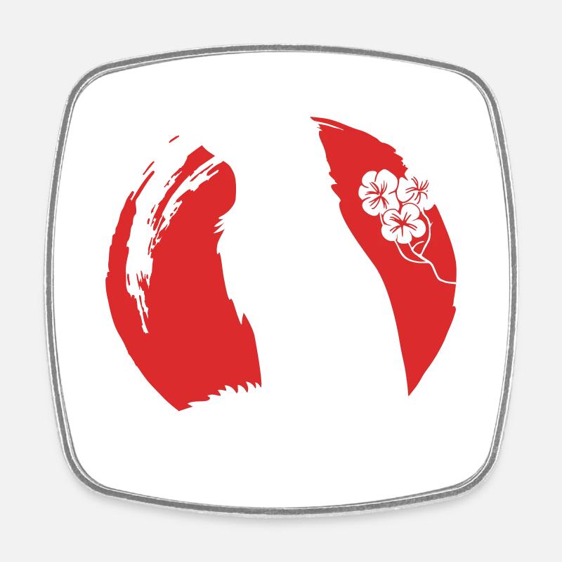 Fox Silhouette Japanese - Square fridge magnet - white