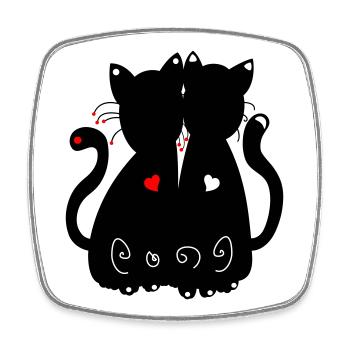 black cats - Square fridge magnet - white - Front