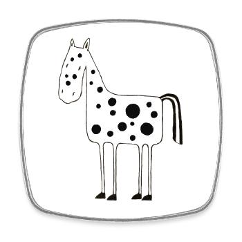 Pony - Viereckiger Kühlschrankmagnet - Weiß - Vorne