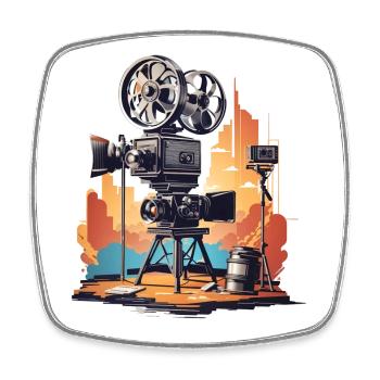 Retro Kamera - Viereckiger Kühlschrankmagnet - Weiß - Vorne