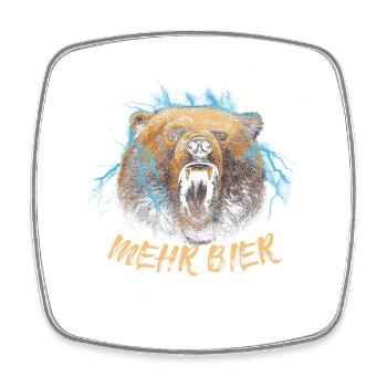 Bär brüllt Mehr Bier - Viereckiger Kühlschrankmagnet - Weiß - Vorne