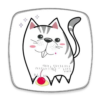cute cat - Square fridge magnet - white - Front