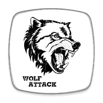 ATTAQUE DE LOUP - Magnet carré - blanc - Devant