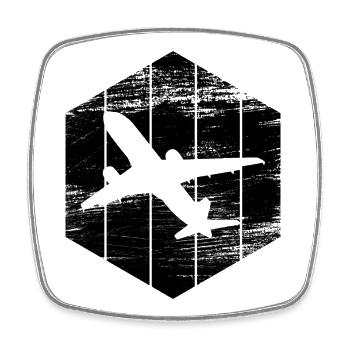 Jet Airplane Sketch - Square fridge magnet - white - Front