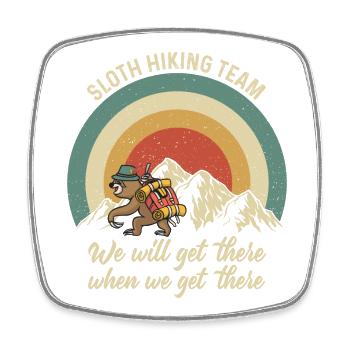 Faultier Sloth Hiking Team - Square fridge magnet - white - Front