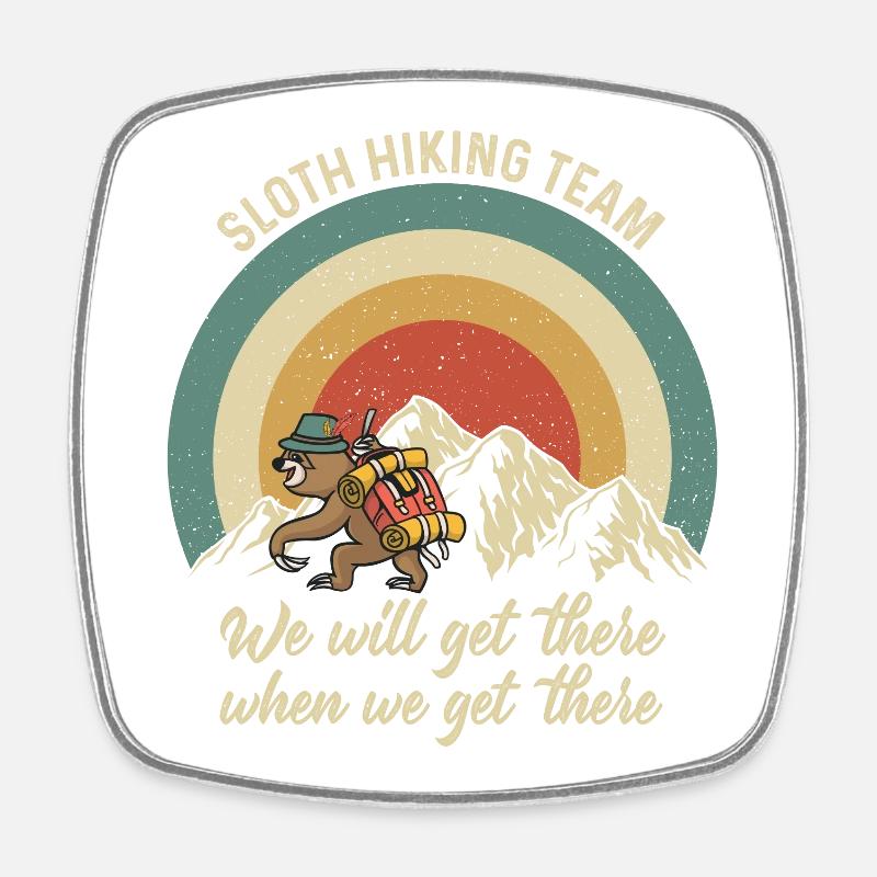 Faultier Sloth Hiking Team - Viereckiger Kühlschrankmagnet - Weiß