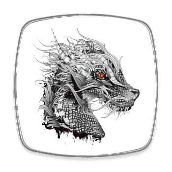 artfully designed mystical dragon head - Square fridge magnet - white - Front
