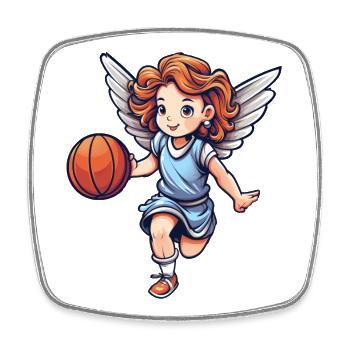 Basketball Engel - Viereckiger Kühlschrankmagnet - Weiß - Vorne