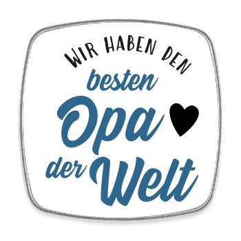 Wir haben den besten Opa der Welt - Viereckiger Kühlschrankmagnet - Weiß - Vorne