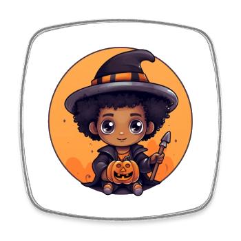 Cute Witch Child Halloween Design - Square fridge magnet - white - Front