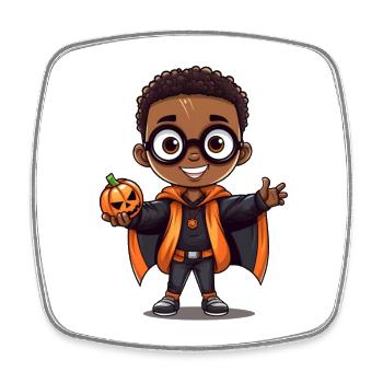 Niedlicher Halloween-Monster-Trick-or-Treat - Viereckiger Kühlschrankmagnet - Weiß - Vorne