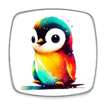 Pingouin - Magnet carré - blanc - Devant