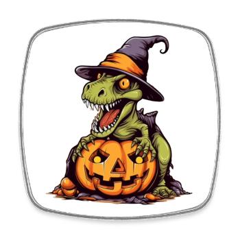 Citrouille effrayante dinosaure sorcières - Magnet carré - blanc - Devant
