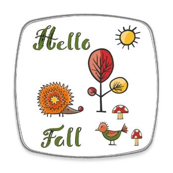 Hello Fall - Viereckiger Kühlschrankmagnet - Weiß - Vorne