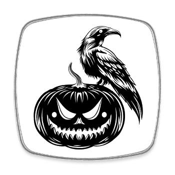 Rabe auf Kürbis - Gothic Halloween Design - Viereckiger Kühlschrankmagnet - Weiß - Vorne