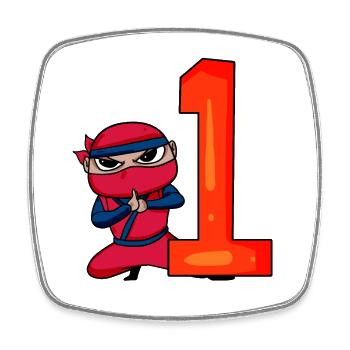 Garçon 1 An 1er Anniversaire Garçon Ninja - Magnet carré - blanc - Devant