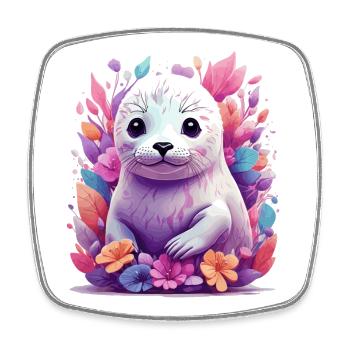 Cute Seal - Square fridge magnet - white - Front