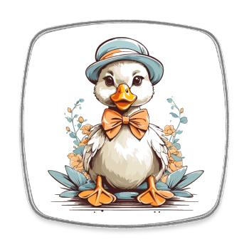 Duck with hat - Square fridge magnet - white - Front
