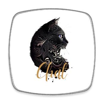 Cat Mom Ornamental Black Gold - Square fridge magnet - white - Front