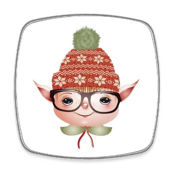 zauberhafter süßer Weihnachtself mit Brille - Viereckiger Kühlschrankmagnet - Weiß - Vorne