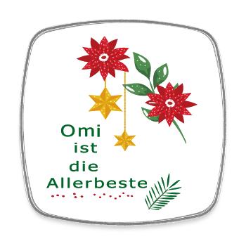 Weihnachten, Omi ist die Allerbeste, Advent - Viereckiger Kühlschrankmagnet - Weiß - Vorne