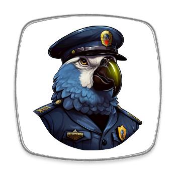 Police Parrot - Square fridge magnet - white - Front