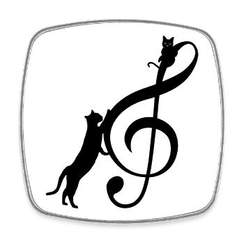 T Shirt Katze Notiz Musik Lustige Katze - Viereckiger Kühlschrankmagnet - Weiß - Vorne