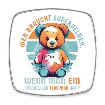 Cuddly Teddy Bear - Square fridge magnet - white - Front