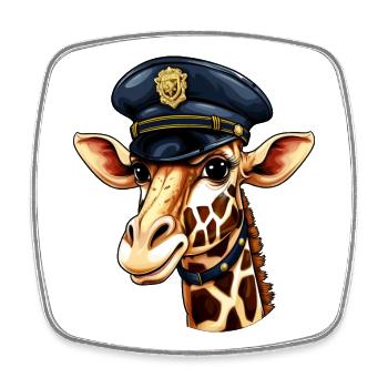 Giraffe Policewoman - Square fridge magnet - white - Front