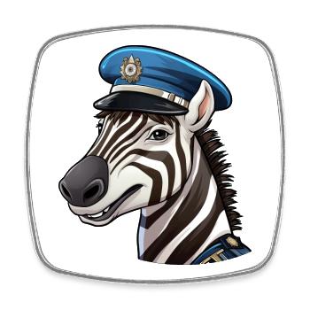 Zebra Policewoman - Square fridge magnet - white - Front