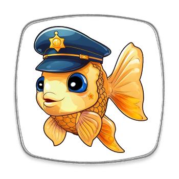 Police des poissons - Magnet carré - blanc - Devant
