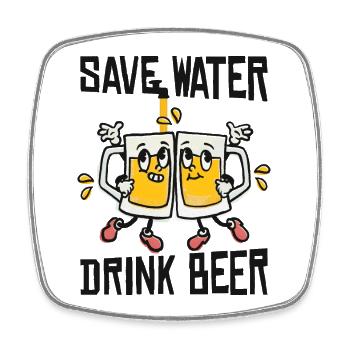 Save water Drink beer - Square fridge magnet - white - Front