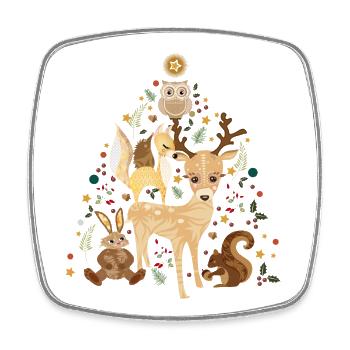 Cute forest animals celebrating Christmas together - Square fridge magnet - white - Front