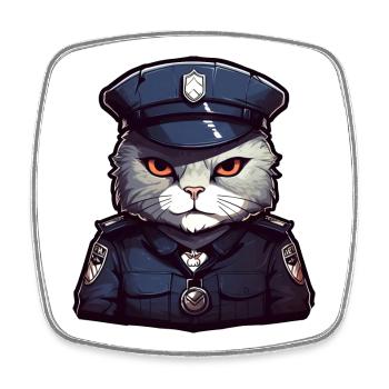 Chat de police - Magnet carré - blanc - Devant