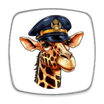 Girafe Policier - Magnet carré - blanc - Devant