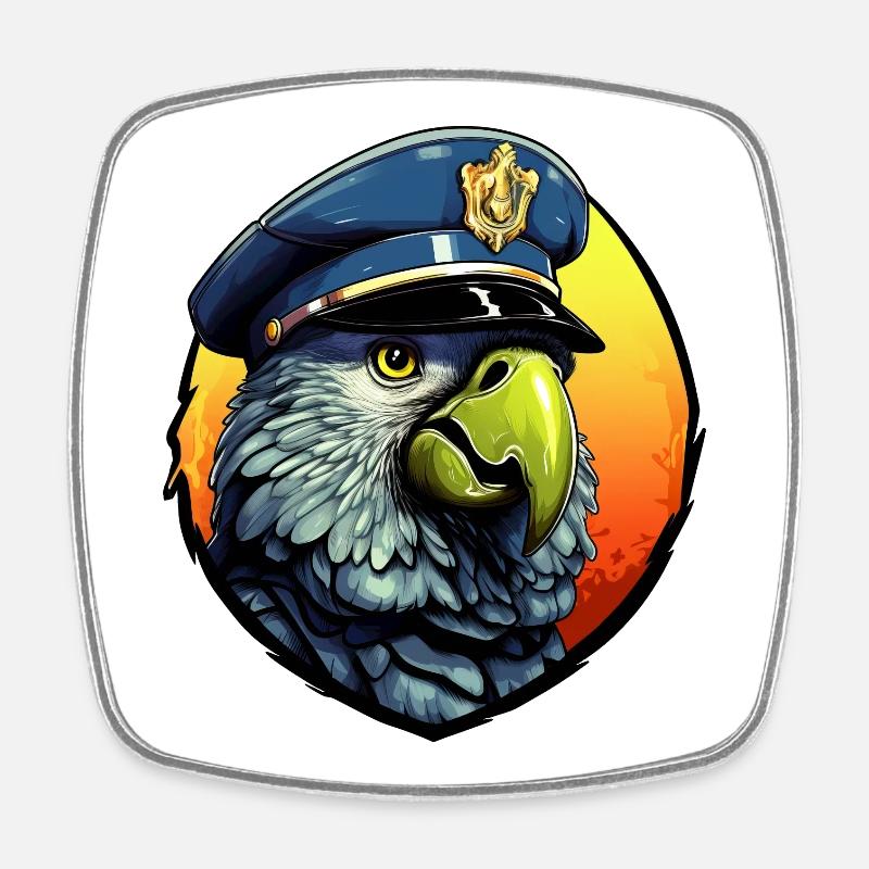 Police Parrot - Square fridge magnet - white