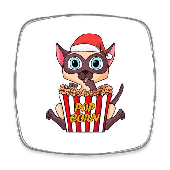 Siamese Cat Cat Animal Christmas - Square fridge magnet - white - Front