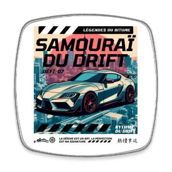 Samouraï Drift Urbaine - Magnet carré - blanc - Devant