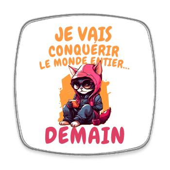 Chat urbain conquérant demain - Magnet carré - blanc - Devant