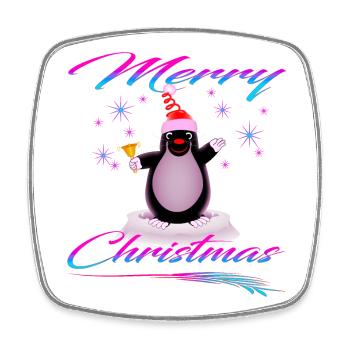 Taupe Joyeux Noël - Magnet carré - blanc - Devant