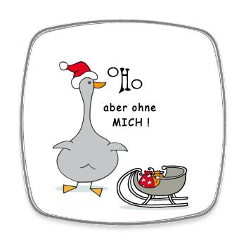 OH HO, Weihnachtsgans - Viereckiger Kühlschrankmagnet - Weiß - Vorne
