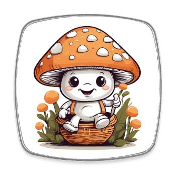Champignon sucré - Magnet carré - blanc - Devant