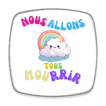 Nuage Arc-en-Ciel Mignon et Mordant - Magnet carré - blanc - Devant